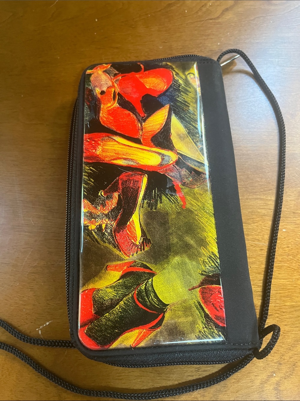 VTG Angela Frascone Resin Multicolor Abstract Crossbody Wallet Purse Black Strap - Picture 7 of 9